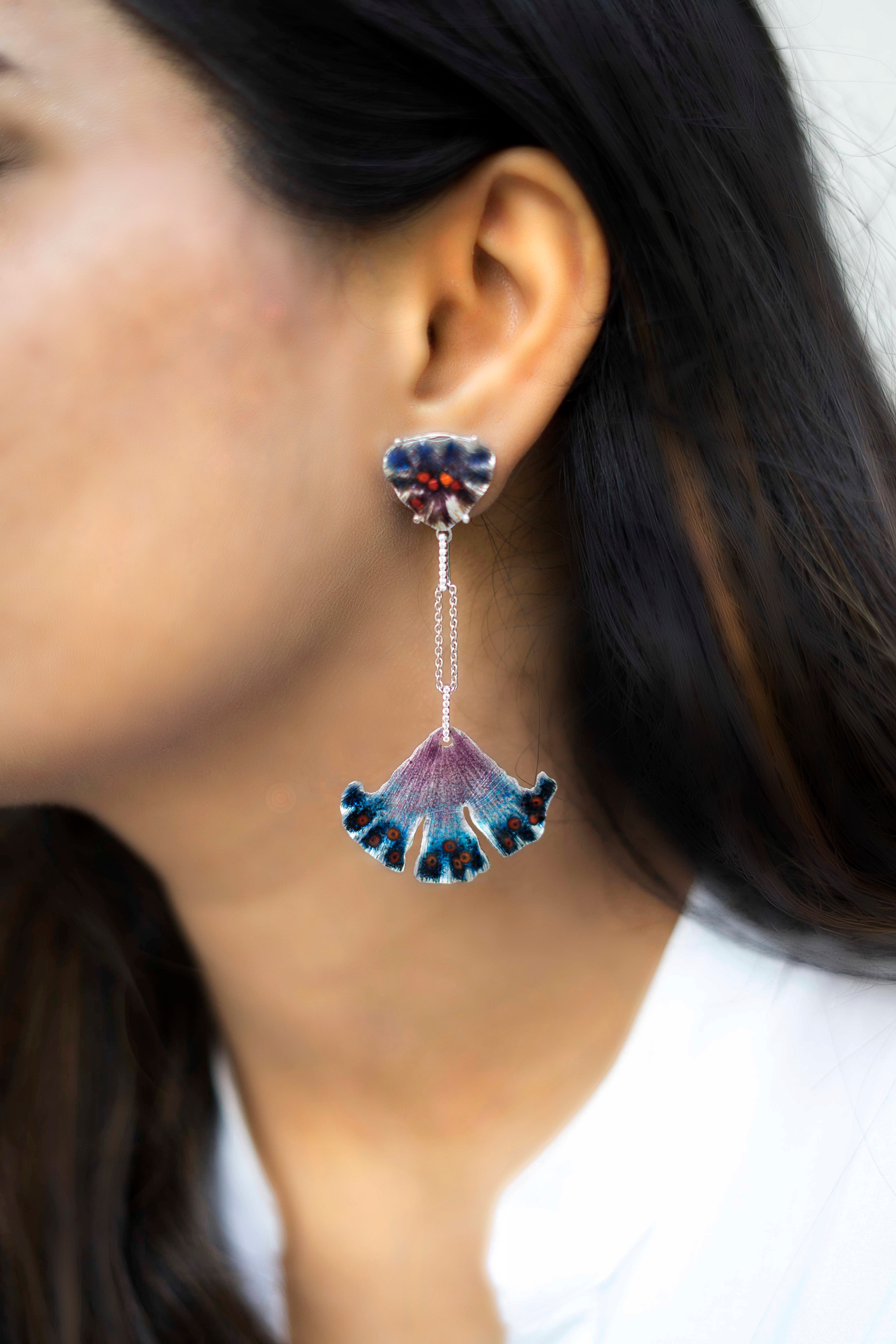 Purple blue wave earrings