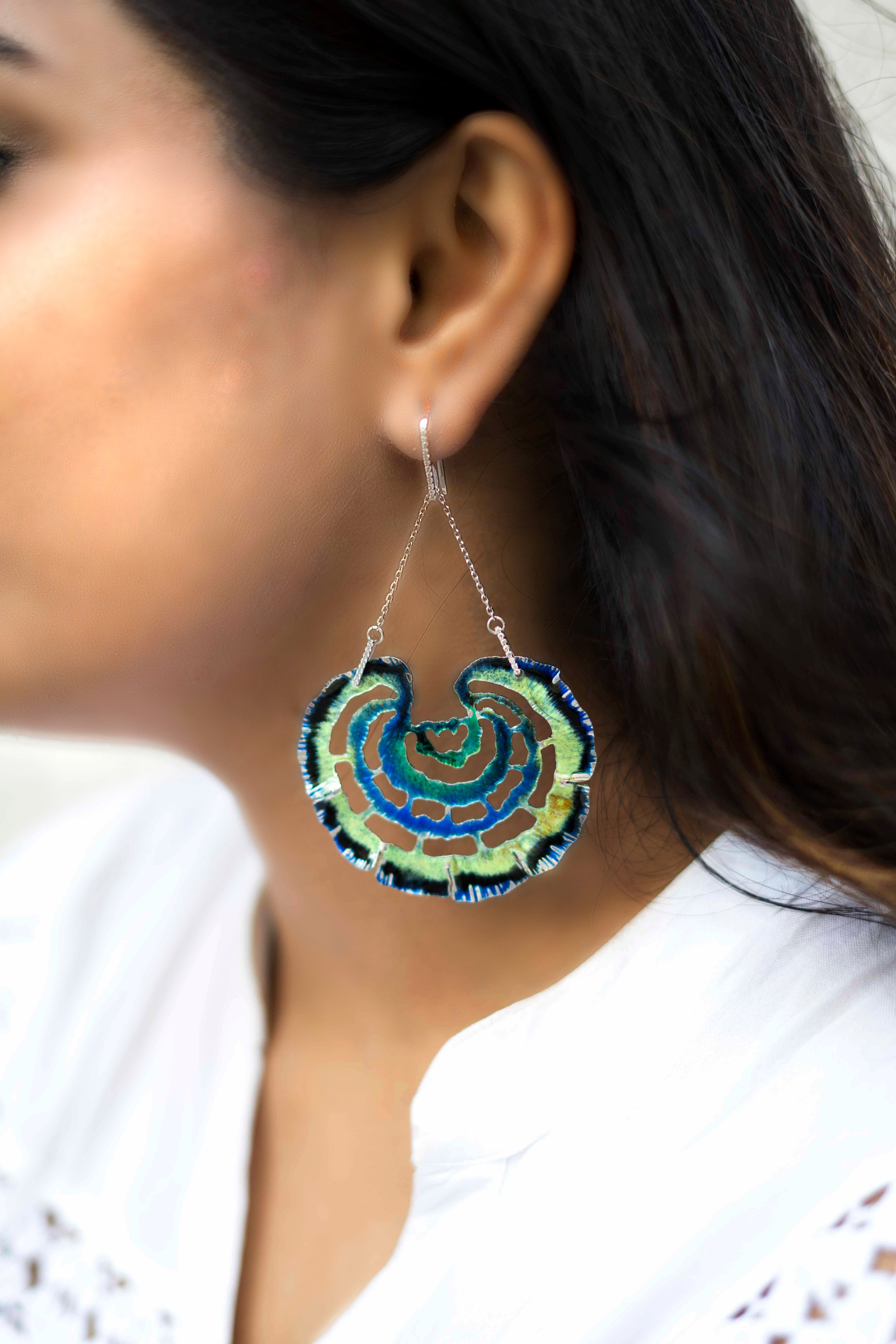 Blue green curl pendant