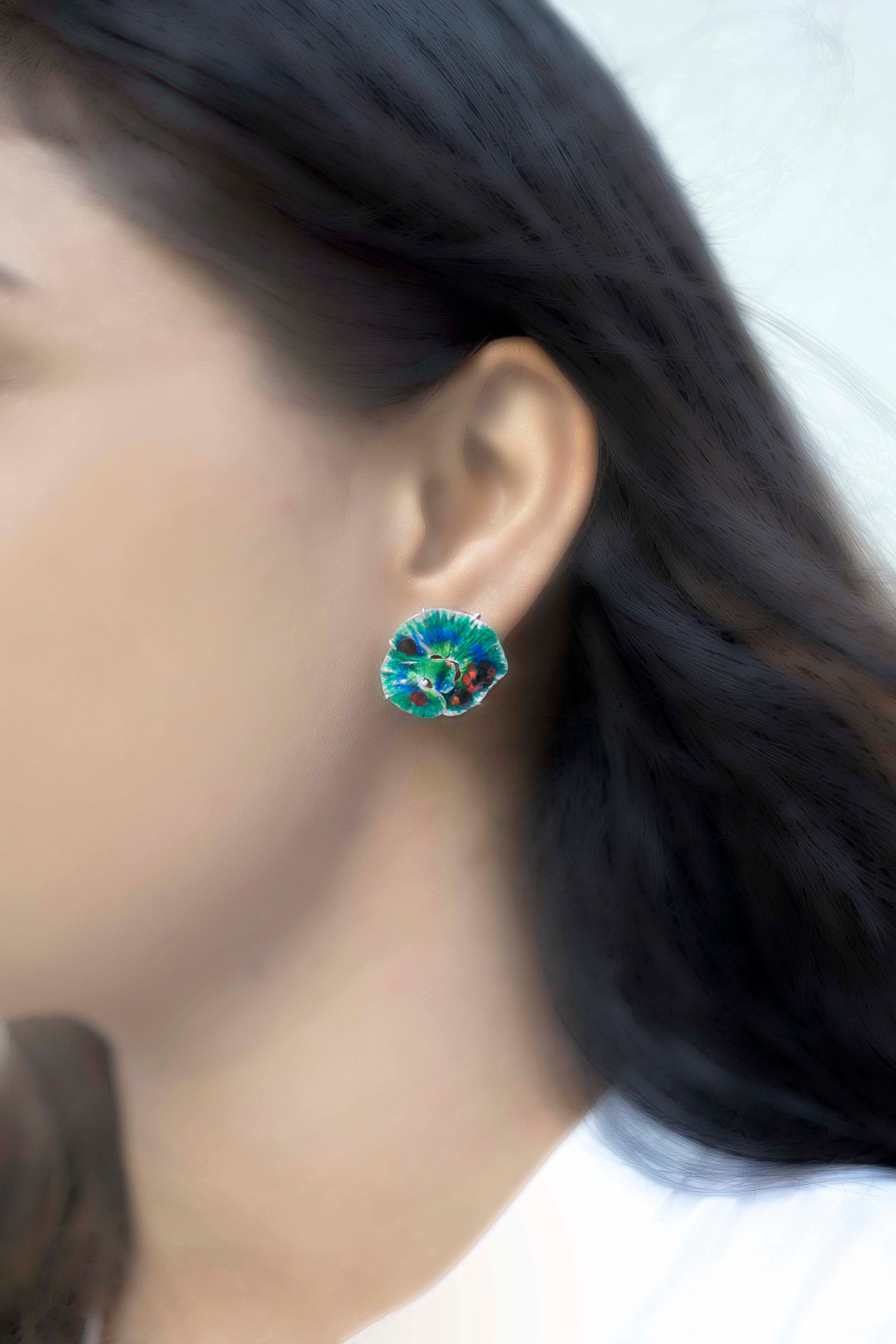 Moss flower earrings