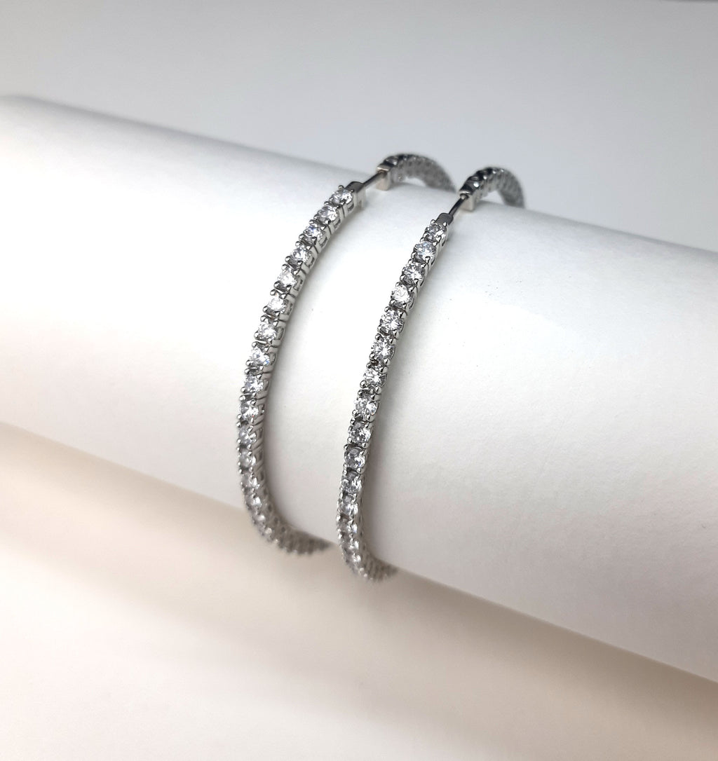 single line silver hoops