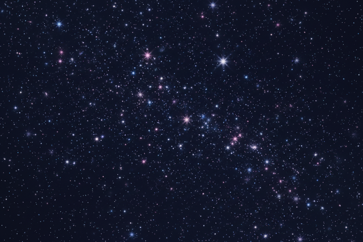 scattered white pink blue twinkling stars 